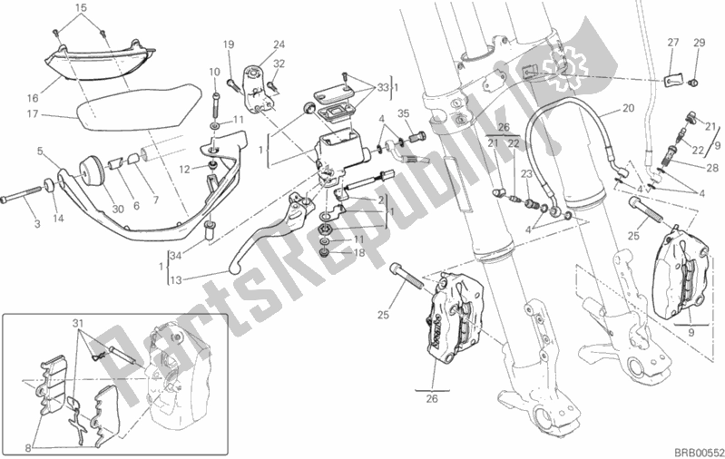 Todas as partes de Sistema De Freio Dianteiro do Ducati Multistrada 950 USA 2018
